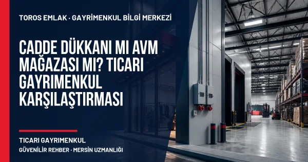 Cadde Dükkanı mı AVM Mağazası mı? Ticari Gayrimenkul Karşılaştırması için Toros Emlak rehber kapak görseli