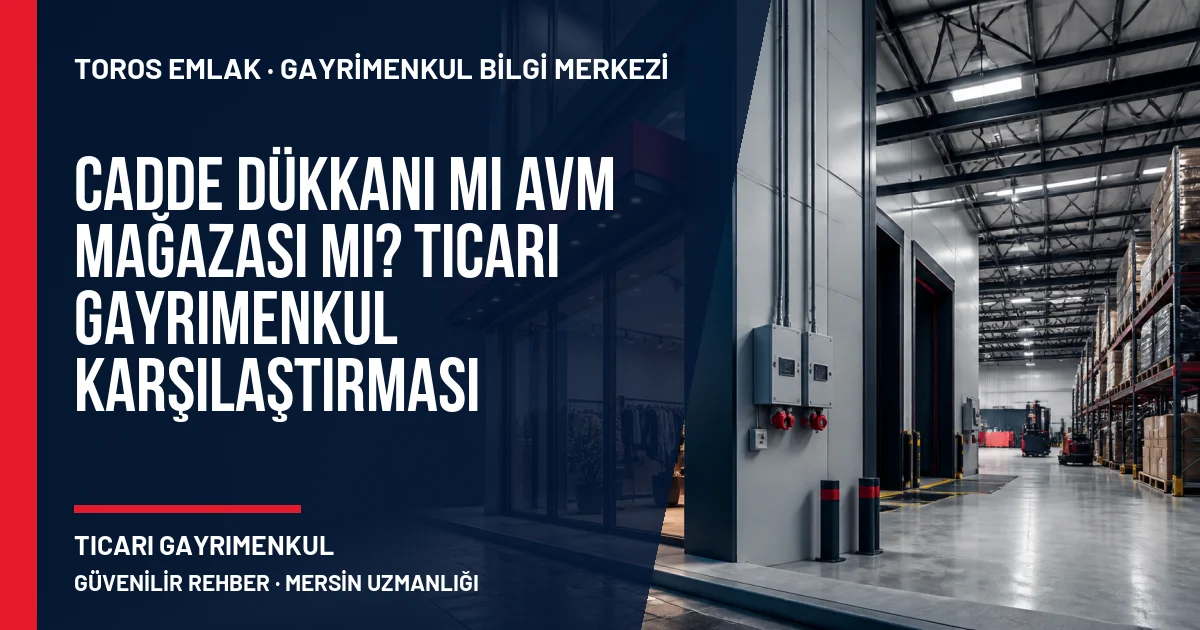 Cadde Dükkanı mı AVM Mağazası mı? Ticari Gayrimenkul Karşılaştırması için Toros Emlak rehber kapak görseli