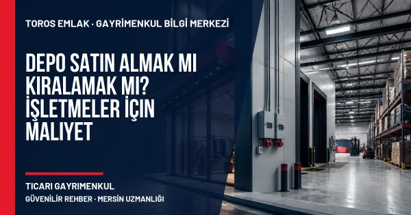Depo Satın Almak mı Kiralamak mı? İşletmeler İçin Maliyet Karşılaştırması için Toros Emlak rehber kapak görseli