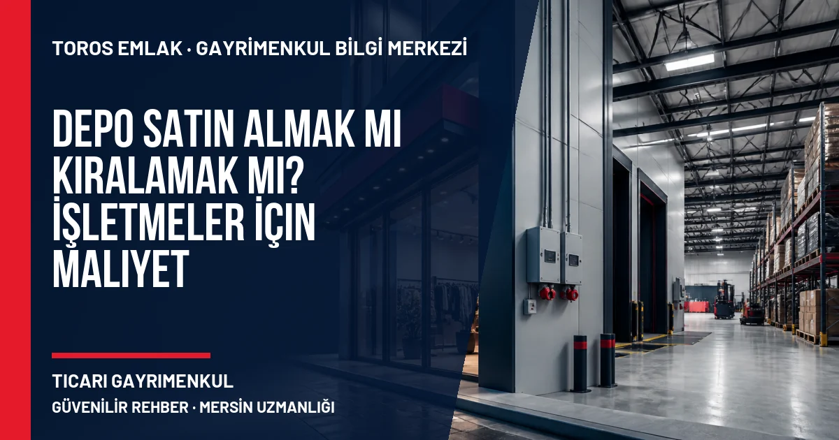 Depo Satın Almak mı Kiralamak mı? İşletmeler İçin Maliyet Karşılaştırması için Toros Emlak rehber kapak görseli