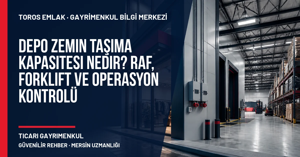 Depo Zemin Taşıma Kapasitesi Nedir? Raf, Forklift ve Operasyon Kontrolü konusunu açıklayan Toros Emlak rehber görseli