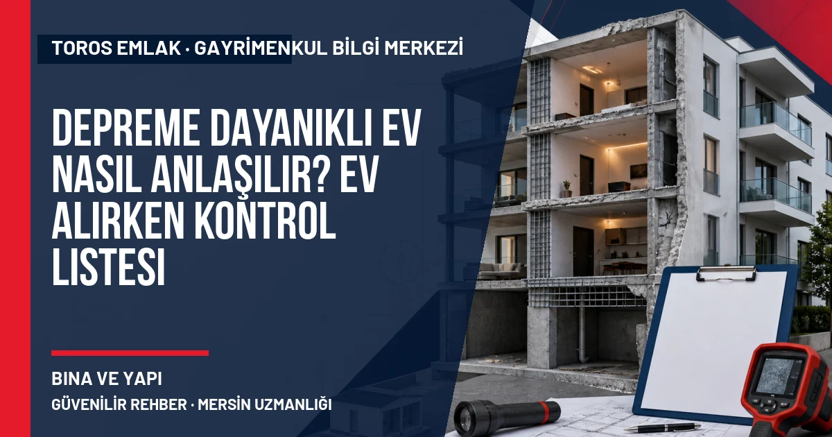 Depreme Dayanıklı Ev Nasıl Anlaşılır? Ev Alırken Kontrol Listesi için Toros Emlak açıklayıcı kapak görseli