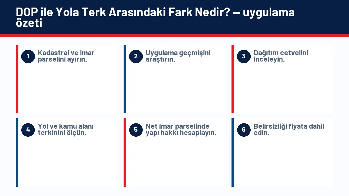DOP ile Yola Terk Arasındaki Fark Nedir? için temel kontrol adımlarını gösteren infografik