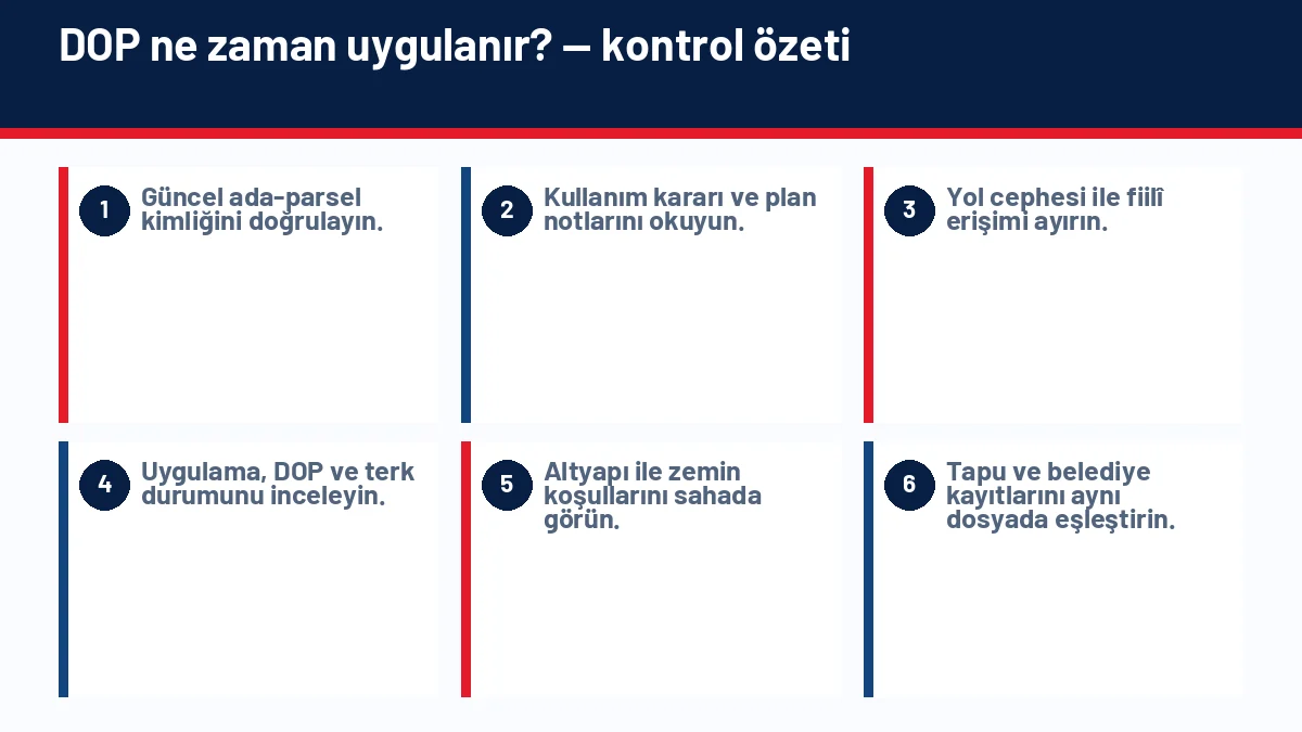 DOP ile Yola Terk Arasındaki Fark Nedir? için temel kontrol adımlarını gösteren infografik
