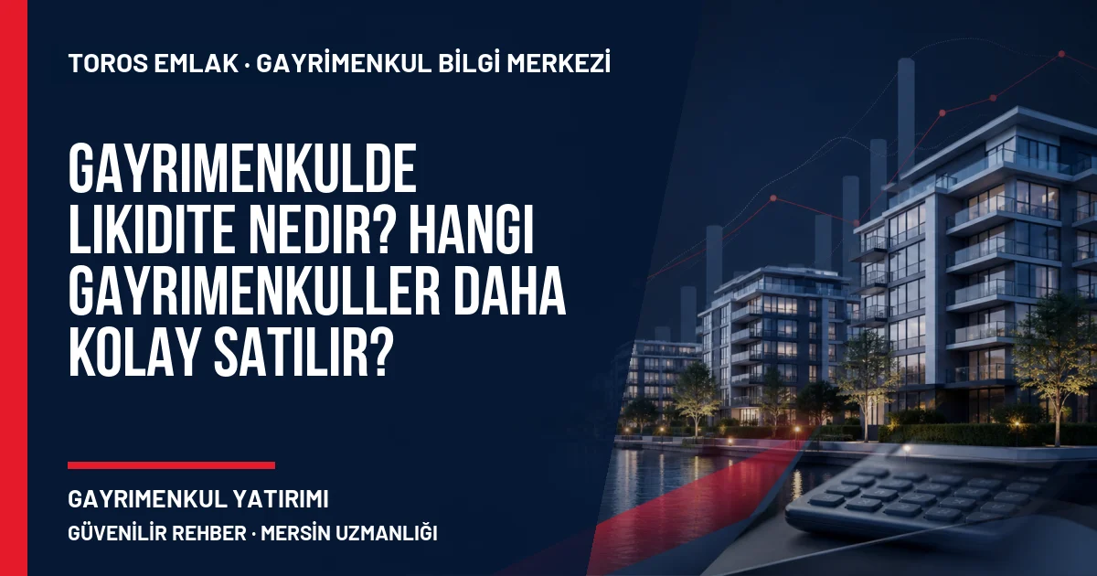 Gayrimenkulde Likidite Nedir? Hangi Gayrimenkuller Daha Kolay Satılır? için Toros Emlak açıklayıcı kapak görseli