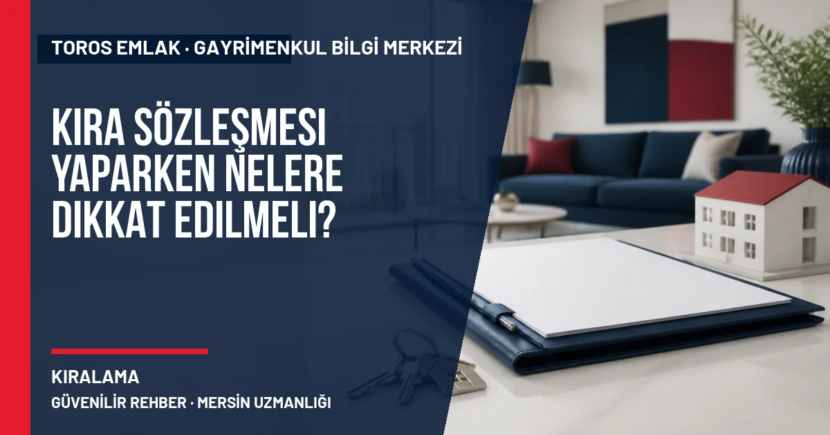 Kira Sözleşmesi Yaparken Nelere Dikkat Edilmeli? için Toros Emlak açıklayıcı kapak görseli