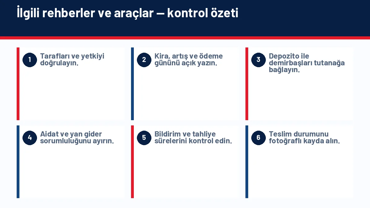 Kira Uyarlama Davası Nedir? Kira Tespit Davasından Farkı Nedir? için temel kontrol adımlarını gösteren infografik
