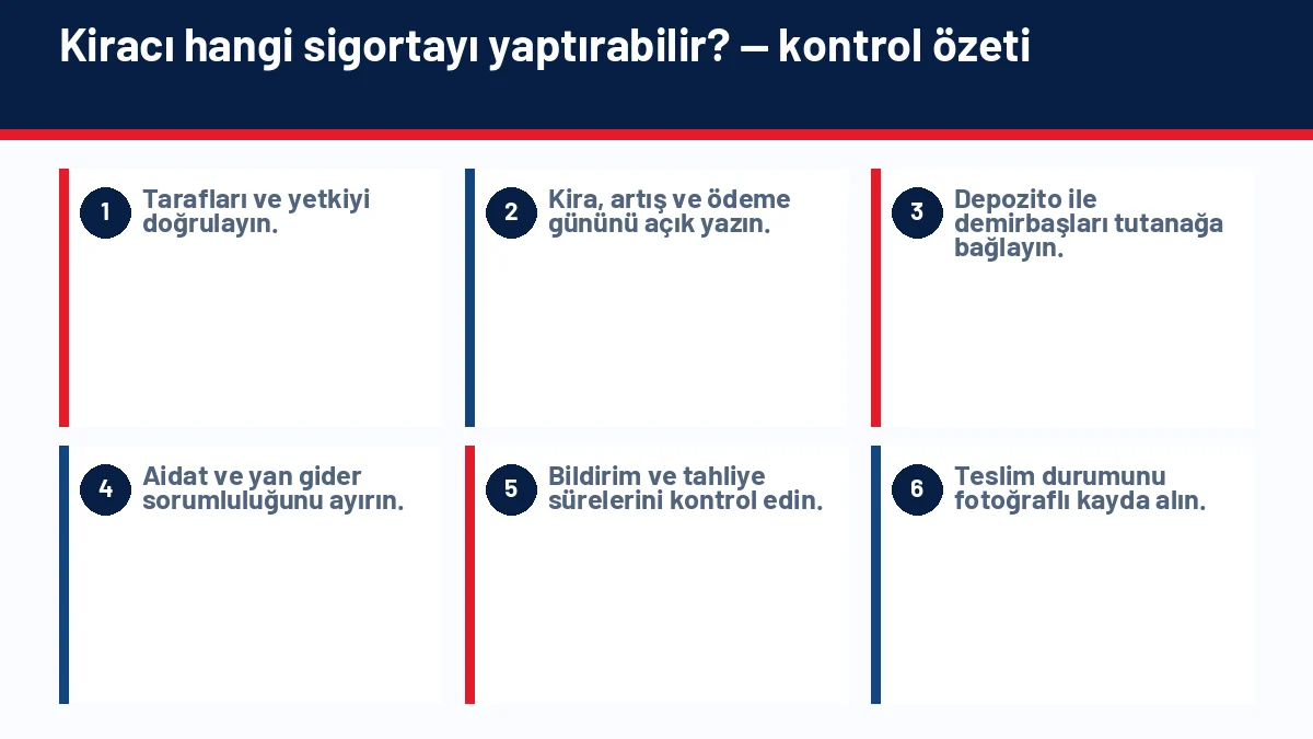 Konut Sigortası ile DASK Arasındaki Fark Nedir? için temel kontrol adımlarını gösteren infografik