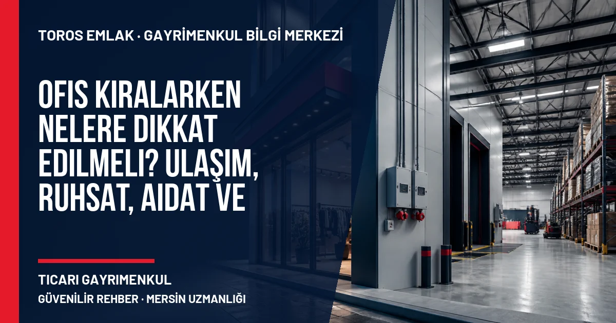 Ofis Kiralarken Nelere Dikkat Edilmeli? Ulaşım, Ruhsat, Aidat ve Sözleşme Rehberi konusunu açıklayan Toros Emlak rehber görseli