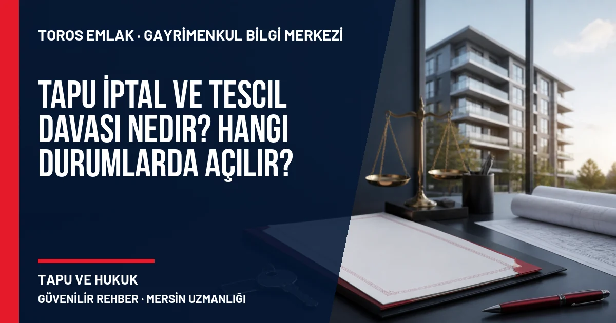 Tapu İptal ve Tescil Davası Nedir? Hangi Durumlarda Açılır? için Toros Emlak rehber kapak görseli