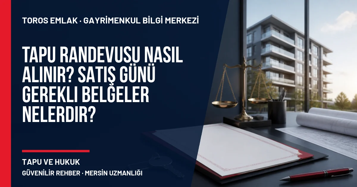 Tapu Randevusu Nasıl Alınır? Satış Günü Gerekli Belgeler Nelerdir? için Toros Emlak rehber kapak görseli