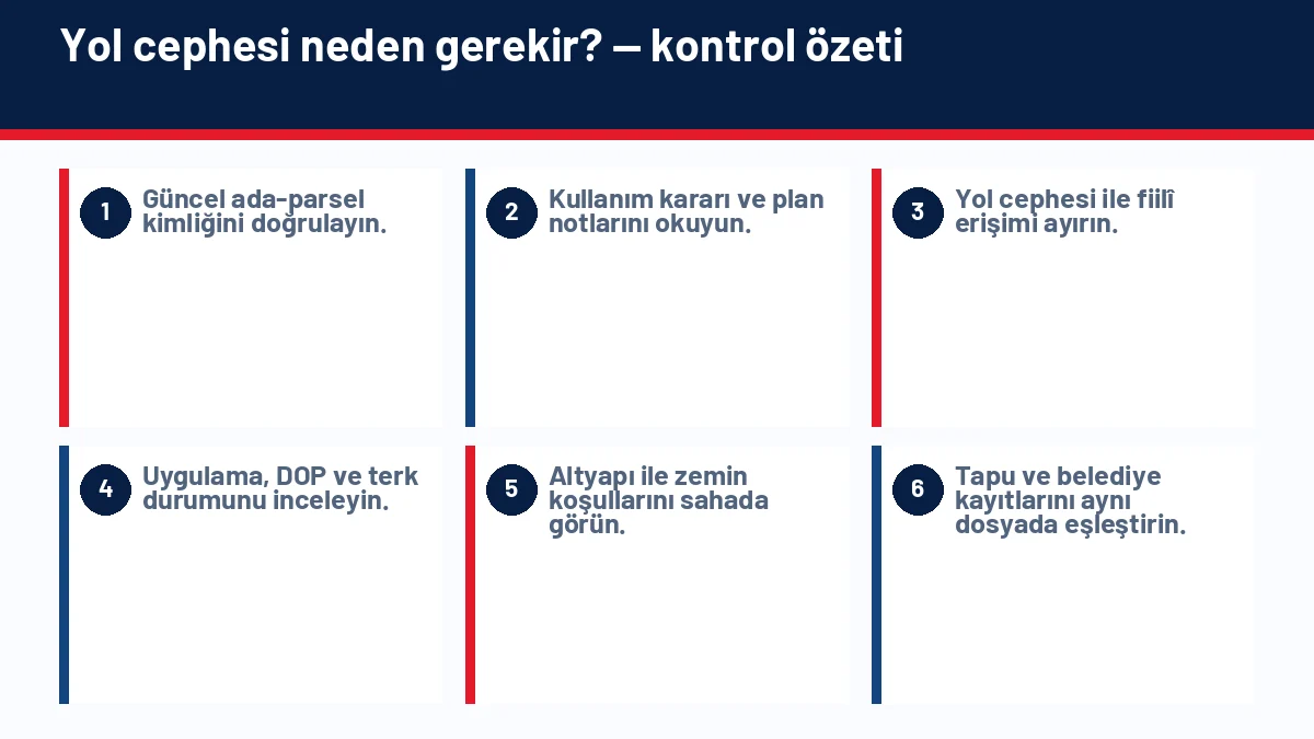 Tarım Arazisine Ev Yapılır mı? Tarla Üzerine Yapı Yapmanın Şartları için temel kontrol adımlarını gösteren infografik