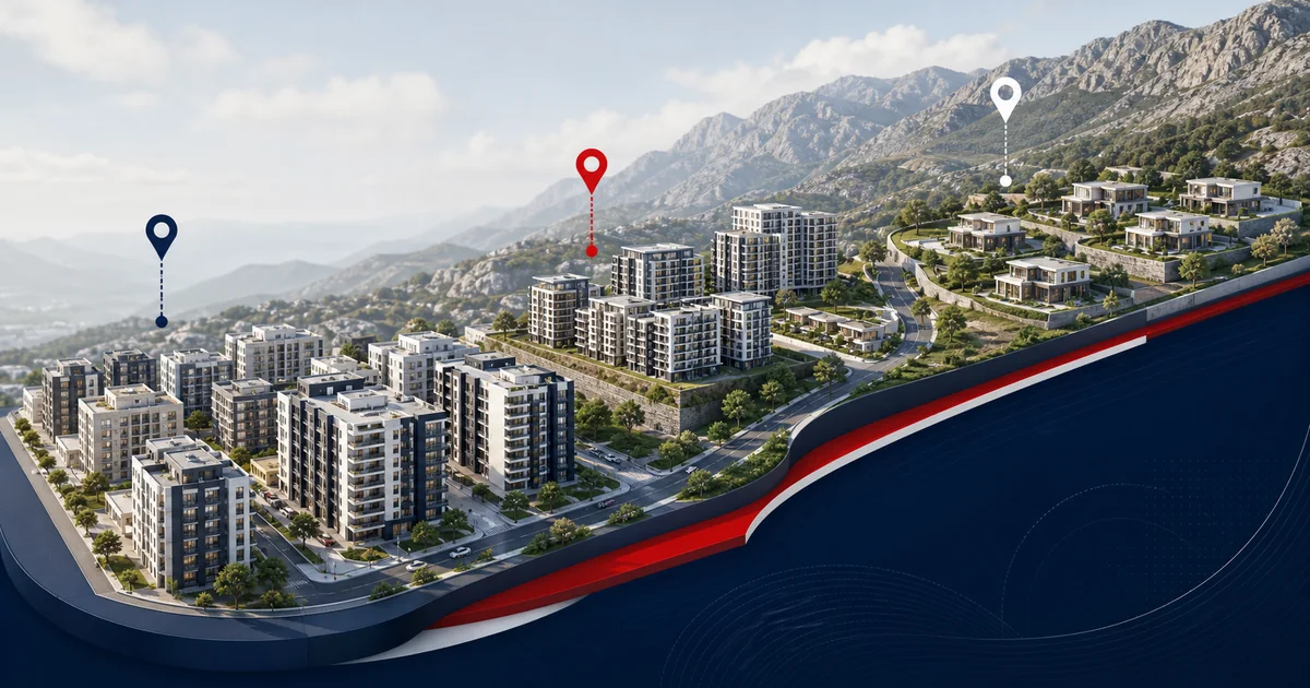 Toroslar’da apartman, site ve villa bölgelerini dağ etekleri boyunca gösteren mahalle infografiği