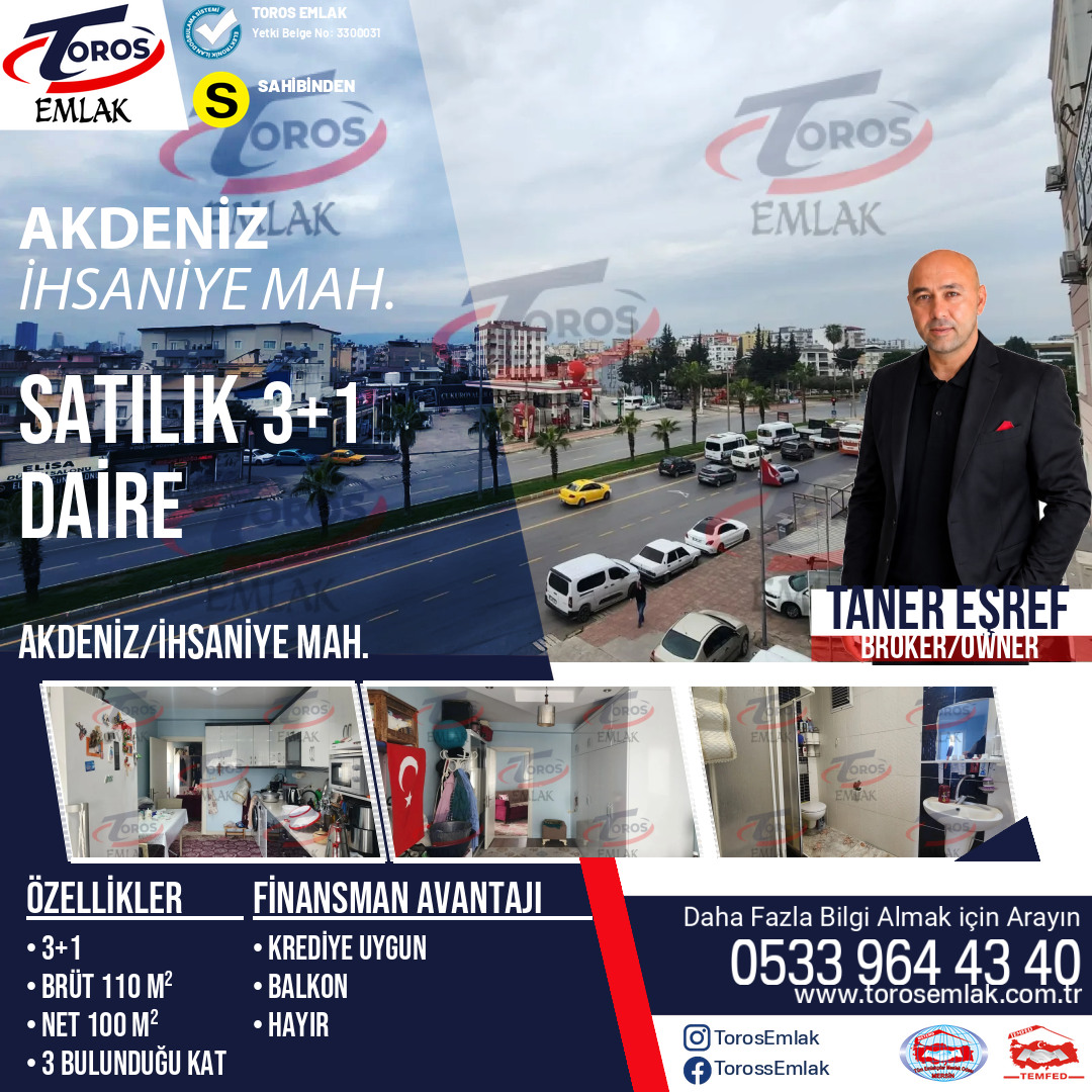 Toros Emlak'tan İhsaniye Mahallesi GMK Üzeri Satılık Daire