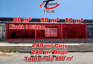 Toros Emlak’tan Güneykent’de Kiralık 480m2 Dükkan